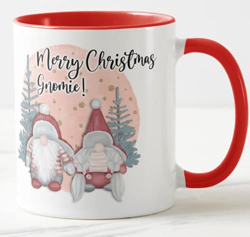 Vixar Christmas Gnome, Gnomes, Coloured Mug Cup, Gift, Work, Office, Merry Christmas Tea Coffee (Red)