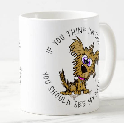 Vixar If You Think I'm Short You Should See My pattience Dog Joke Coloured Mug Cup Gift Birthday Work Office Christmas Tea Coffee