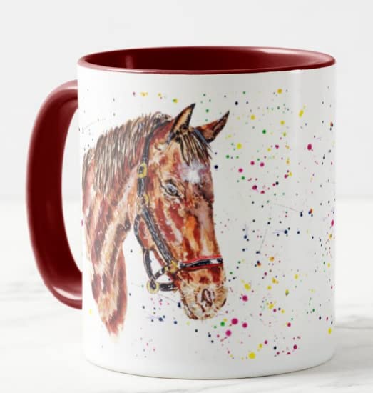 Vixar Horse Hand Pain Animal Farm Watercolour Coloured Mug Cup Gift Birthday Work Office Christmas Tea Coffee