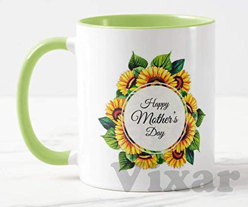 Happy Mother's Day (Yellow or Green Mug)11oz Ceramic Novelty Gift Sunflowers Mug Cup MD15