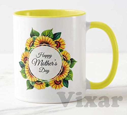 Happy Mother's Day (Yellow or Green Mug)11oz Ceramic Novelty Gift Sunflowers Mug Cup MD15
