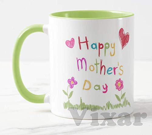 Happy Mother's Day (Green), Child Writing,11oz Ceramic Novelty Gift Mug Cup MD07