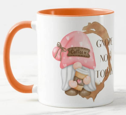 Vixar Gnome Gnope Not Today Joke Novelty Coloured Mug Cup Gift Birthday Work Office Christmas Tea Coffee
