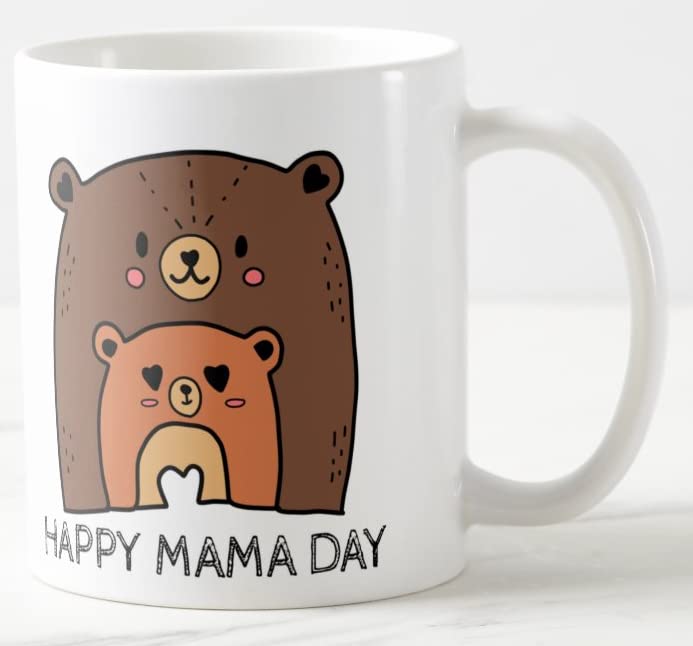 Vixar Happy Mama Day Mothers Day Bear Coloured Mug Cup Gift Birthday Work Office Christmas Tea Coffee