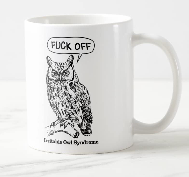 Vixar Irritable Owl Syndrome Offensive Funny Coloured Mug Cup Gift Birthday Work Office Christmas Tea Coffee