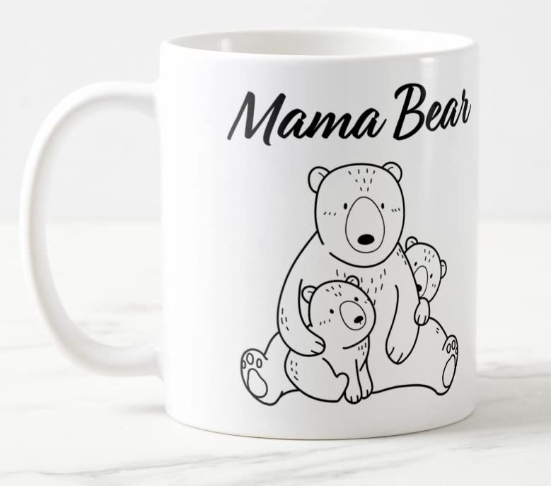 Vixar Mama Bear with 2 Cubs Mothers Day mom Mum Coloured Mug Cup Gift Birthday Work Office Christmas Tea Coffee MB03