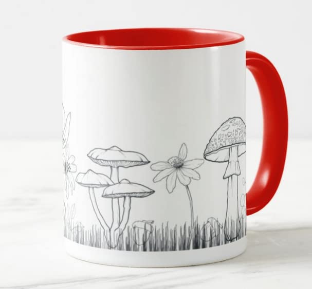 Vixar Mushrooms toadstools Joke Novelty Coloured Mug Cup Gift Birthday Work Office Christmas Tea Coffee