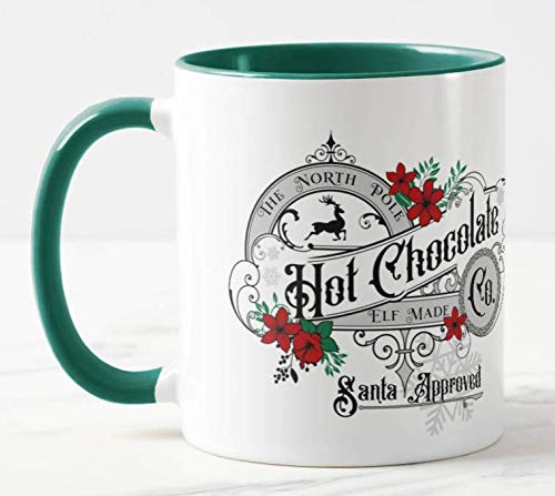 Vixar The North Pole Hot Chocolate Co. Christmas Coloured Mug Cup Novelty Office Birthday Christmas Coffee Gift Tea Present