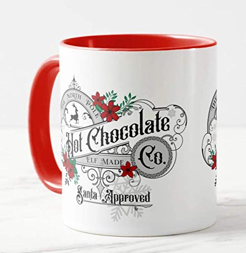 Vixar The North Pole Hot Chocolate Co. Christmas Coloured Mug Cup Novelty Office Birthday Christmas Coffee Gift Tea Present