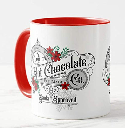 Vixar The North Pole Hot Chocolate Co. Christmas Coloured Mug Cup Novelty Office Birthday Christmas Coffee Gift Tea Present