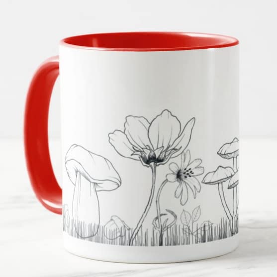 Vixar Mushrooms toadstools Joke Novelty Coloured Mug Cup Gift Birthday Work Office Christmas Tea Coffee