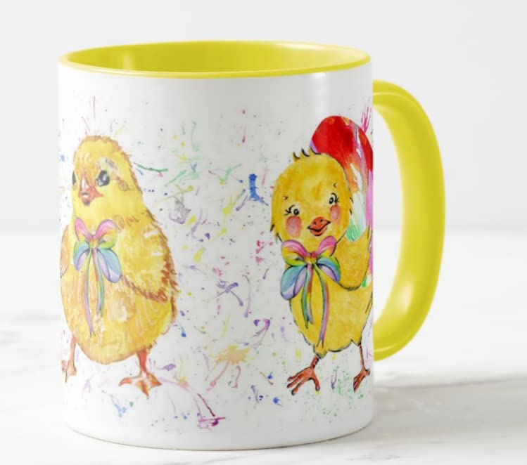 Easter Chicks Watercolour Art Coloured Mug Cup Gift Birthday Work Office Tea Coffee E04