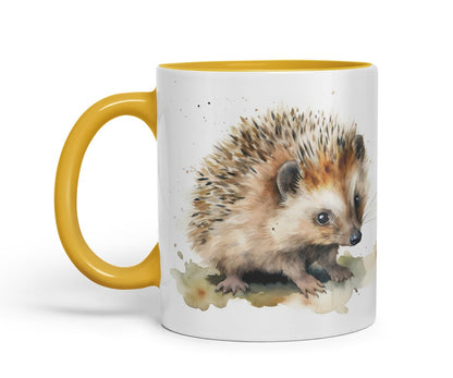 Vixar Watercolour Hedgehog Mug – Coloured Ceramic Mug Cup Gift, 11oz (Black)