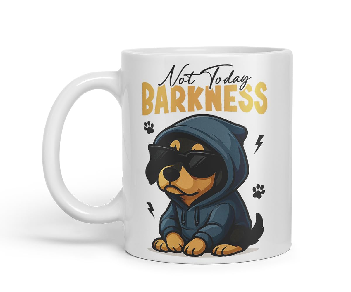 Vixar Not Today, Barkness Dachshund Dog Mug – Coloured Ceramic Mug Cup Gift, 11oz (Black)