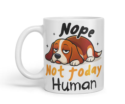 Vixar Nope. Not Today, Human Beagle Dog Mug – Coloured Ceramic Mug Cup Gift, 11oz (Black)