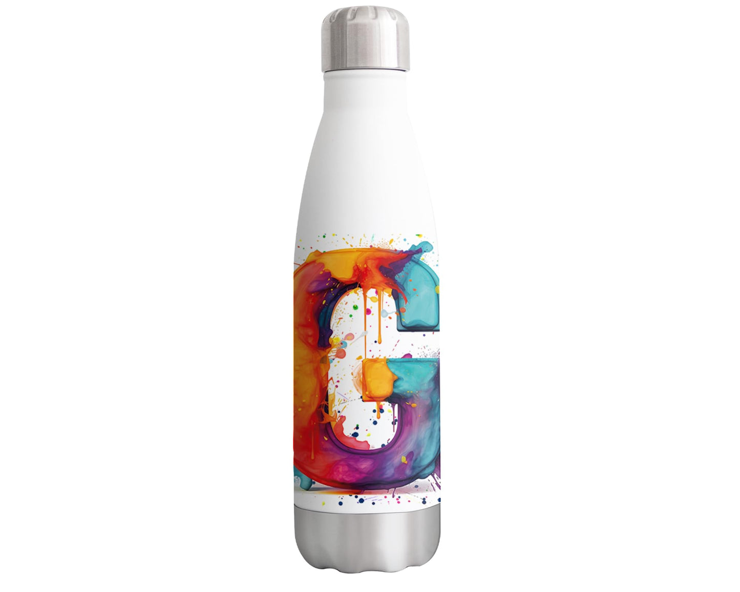 Letters Alphabet A-Z Monogram Watercolour Bottle double Wall insulated Stainless steel sport Drinks 500ml