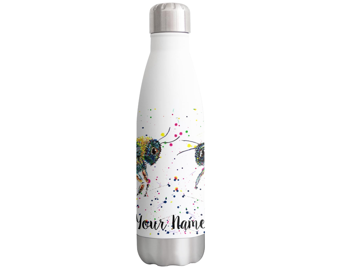 Bees Bee Personalised Custom Bottle with Your Text/Name Honetcomb wildlifeWatercolour Animals Bottle Double Wall Insulated Stainless Steel Sport Drinks 500ml