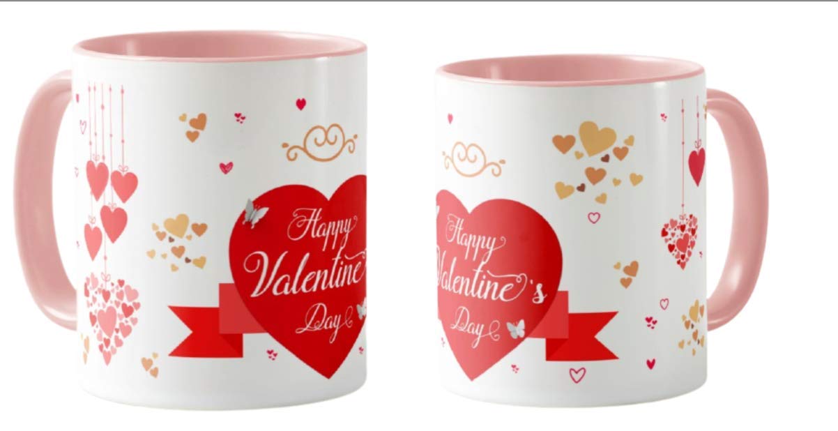 Valentines Day Gift Coloured Mug Cup11oz Ceramic Novelty Gift Couple, Hearts VD19