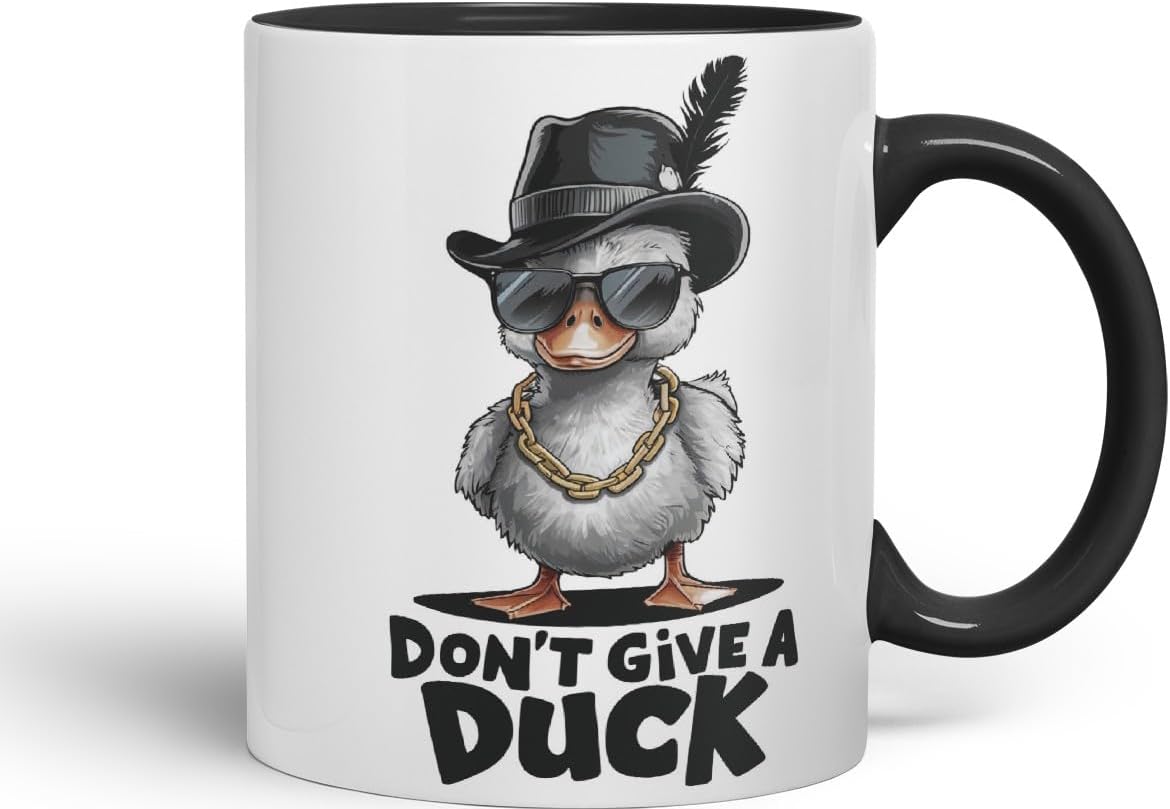 Vixar Don’t Give a Duck – Coloured Ceramic Mug Cup Gift, 11oz (Black)