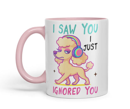 Vixar I Saw You. I Just Ignored You Poodle Dog Mug – Coloured Ceramic Mug Cup Gift, 11oz (Black)