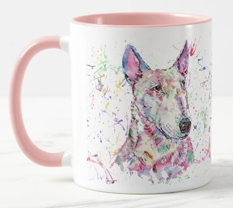 Vixar Bully English Bull Terrier Dog Pet Watercolour Art Coloured Mug Cup Gift Birthday Work Office Christmas Tea Coffee