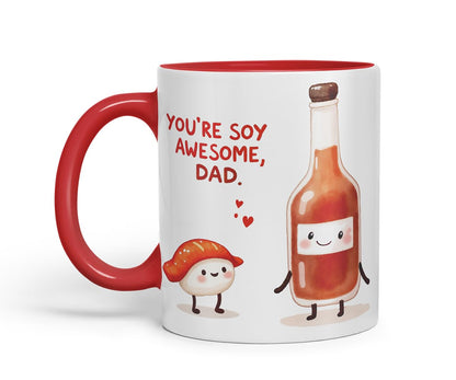 Vixar You're Soy Awesome Dad Funny Sushi Soy Sauce Father's Day Mug – Coloured Mug Cup Gift, 11oz (Black)