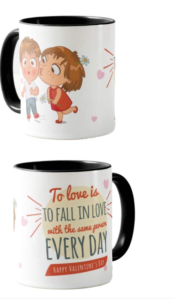 Valentines Day Gift Coloured Mug Cup11oz Ceramic Novelty Gift Couple, to Love is Fall in Love, with The Same Person Every Day, VD04