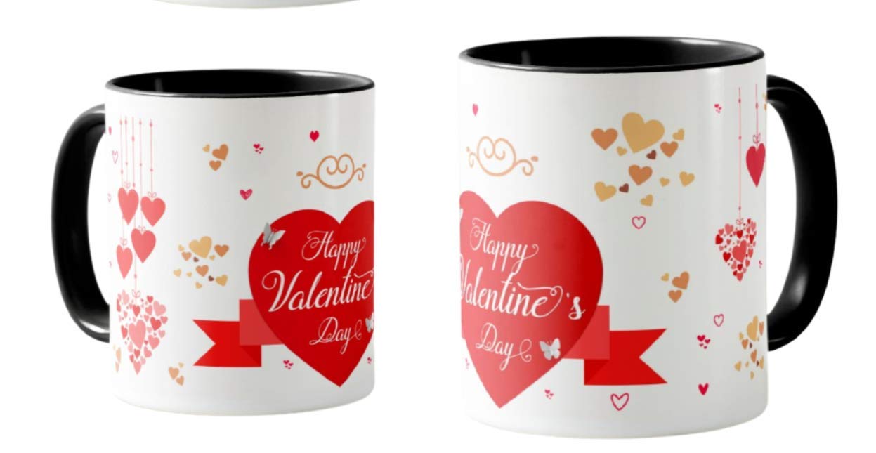 Valentines Day Gift Coloured Mug Cup11oz Ceramic Novelty Gift Couple, Hearts VD19