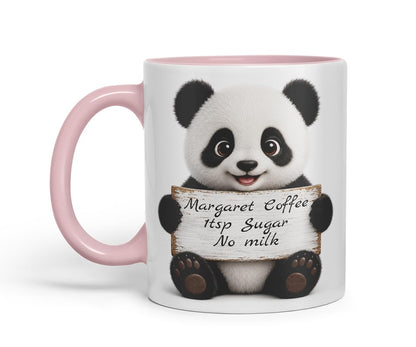 Vixar Personalised Panda Mug with Name or Custom Message – Cute Animal Coloured Ceramic Mug Cup Gift, 11oz (Black)