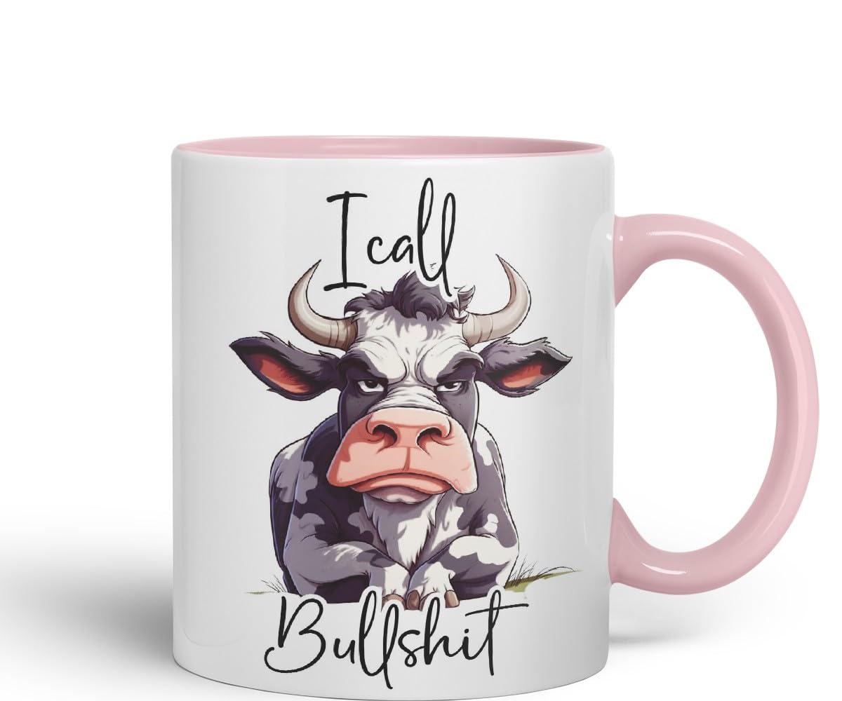 Vixar I Call Bull…Cow Coloured Ceramic Mug Cup Gift, 11oz (Black)