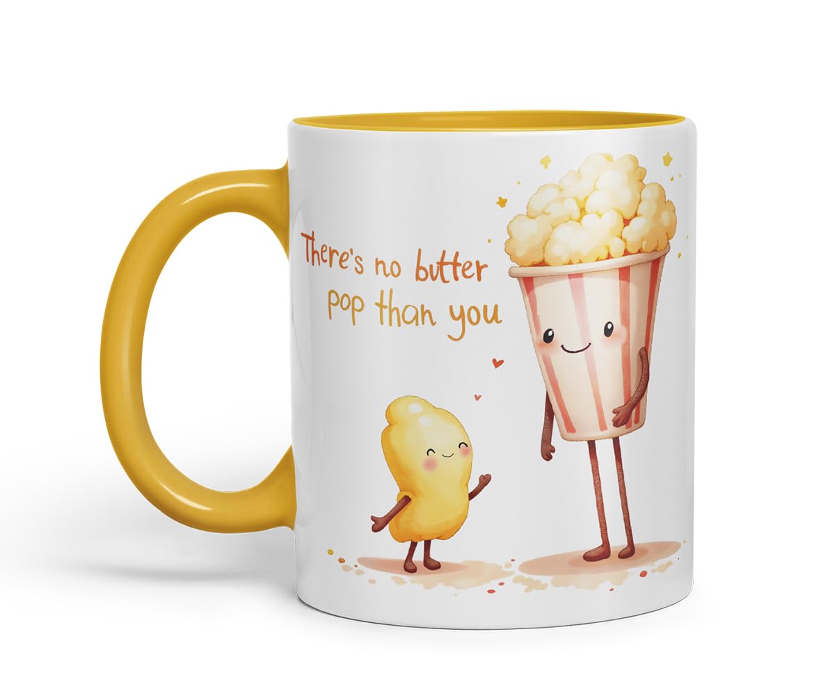 Vixar There's No Butter Pop Than You Funny Popcorn Father's Day Mug – Coloured Mug Cup Gift, 11oz (Black)