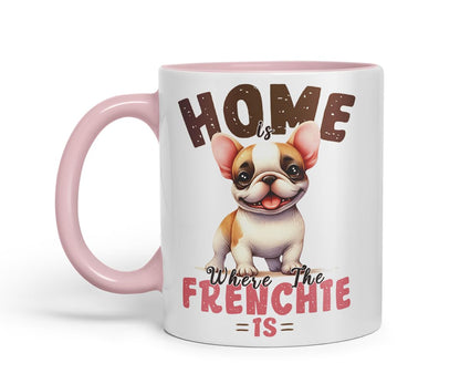 Vixar Home Where The Frenchie is French Bulldog Mug – Coloured Ceramic Mug Cup Gift, 11oz (Black)