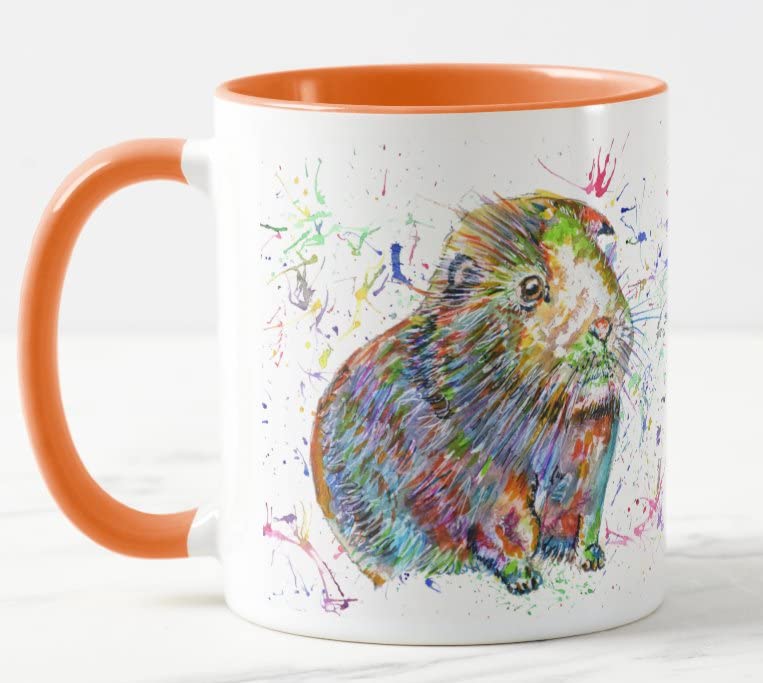 Vixar Guinea Pig Short Haired Pet Watercolour Art Coloured Mug Cup Gift Birthday Work Office Christmas Tea Coffee