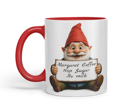 Vixar Personalised Gnome Mug with Name or Custom Message – Cute Animal Coloured Ceramic Mug Cup Gift, 11oz (Black)