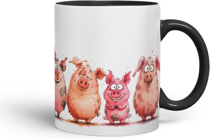 Vixar Funny Pig Mug – Cute Pig Coloured Ceramic Mug Cup Gift, 11oz (Black)