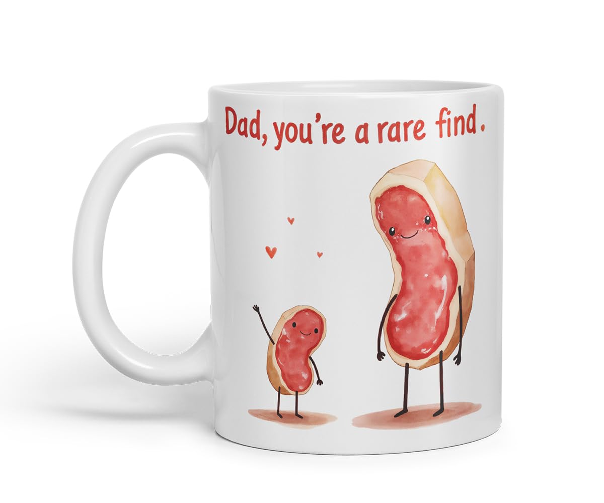 Vixar Dad You're A Rare Find Funny Peanut Father's Day Mug – Coloured Mug Cup Gift, 11oz (Black)