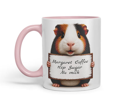 Vixar Personalised Guinea Pig Mug with Name or Custom Message – Cute Animal Coloured Ceramic Mug Cup Gift, 11oz (Black)