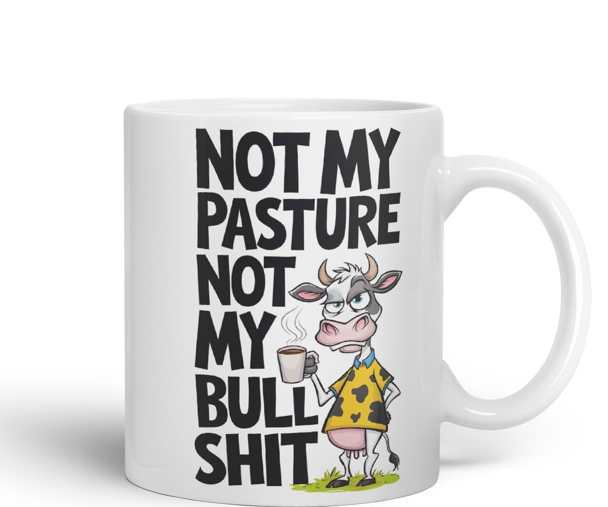 Vixar Not My Pasture Not My Bull... Coloured Ceramic Mug Cup Gift, 11oz (Black)