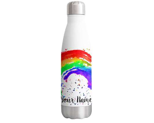 Vixar Rainbow Personalised Custom Bottle with your Text/name Watercolour owls Bird Animals Bottle Double Wall Insulated Stainless Steel Sport Drinks 500ml