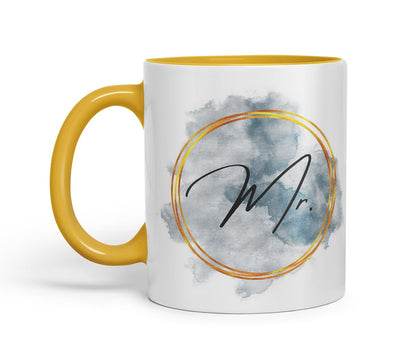 Vixar Mr Watercolour Wedding Couple Mug – Coloured Ceramic Mug Cup Gift, 11oz (Black)