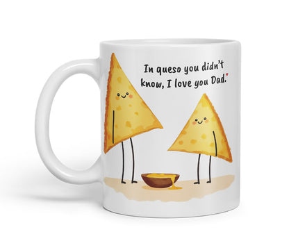 Vixar in Queso You Didn't Know I Love You Dad Funny Nacho Cheese Father's Day Mug – Coloured Mug Cup Gift, 11oz (Black)