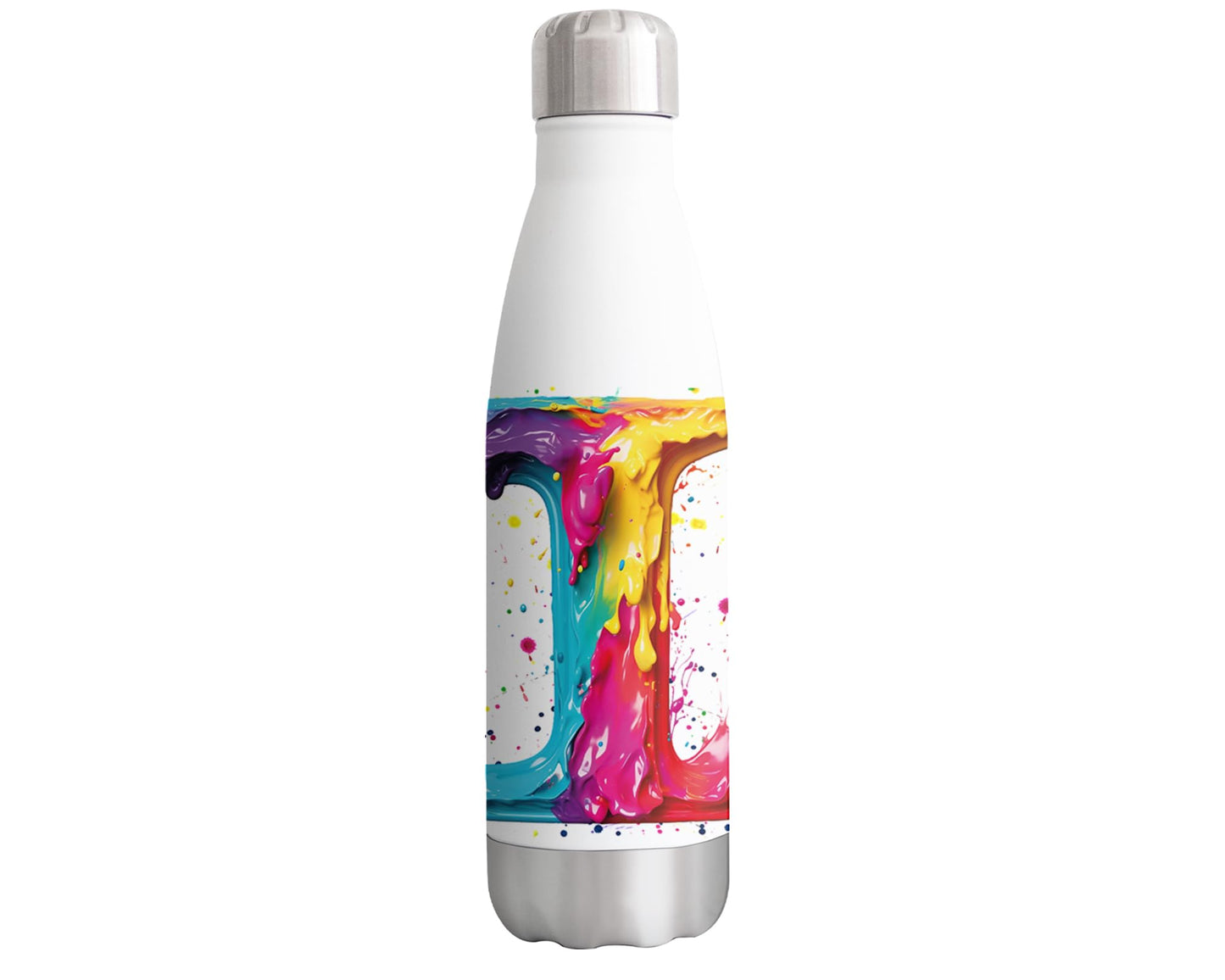 Letters Alphabet A-Z Monogram Watercolour Bottle double Wall insulated Stainless steel sport Drinks 500ml