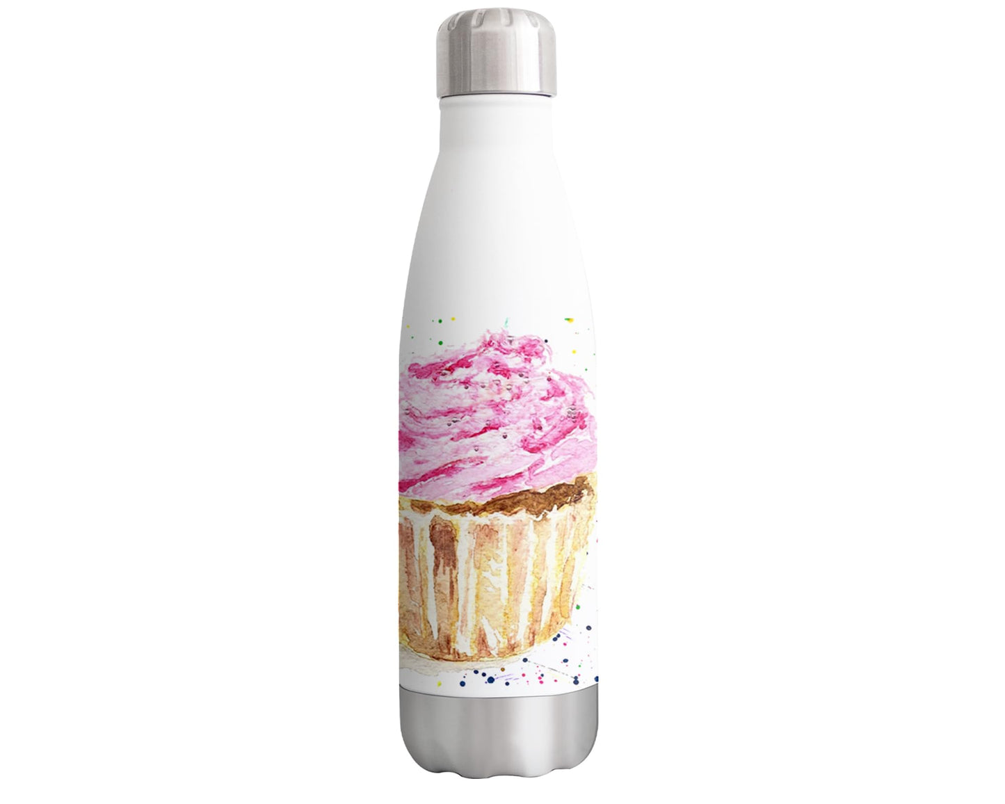 Vixar Cupcake cake pastry maker Watercolour Bottle double Wall insulated Stainless steel sport Drinks 500ml