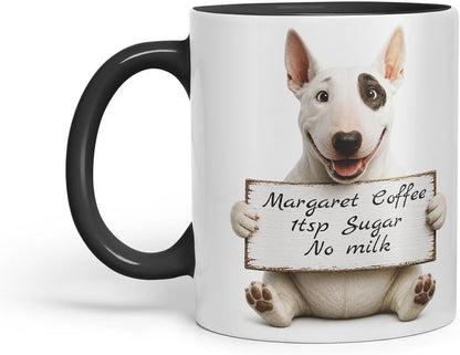 Vixar Personalised English Bulldog Dog Pet Mug with Name or Custom Message – Cute Animal Coloured Ceramic Mug Cup Gift, 11oz (Black)