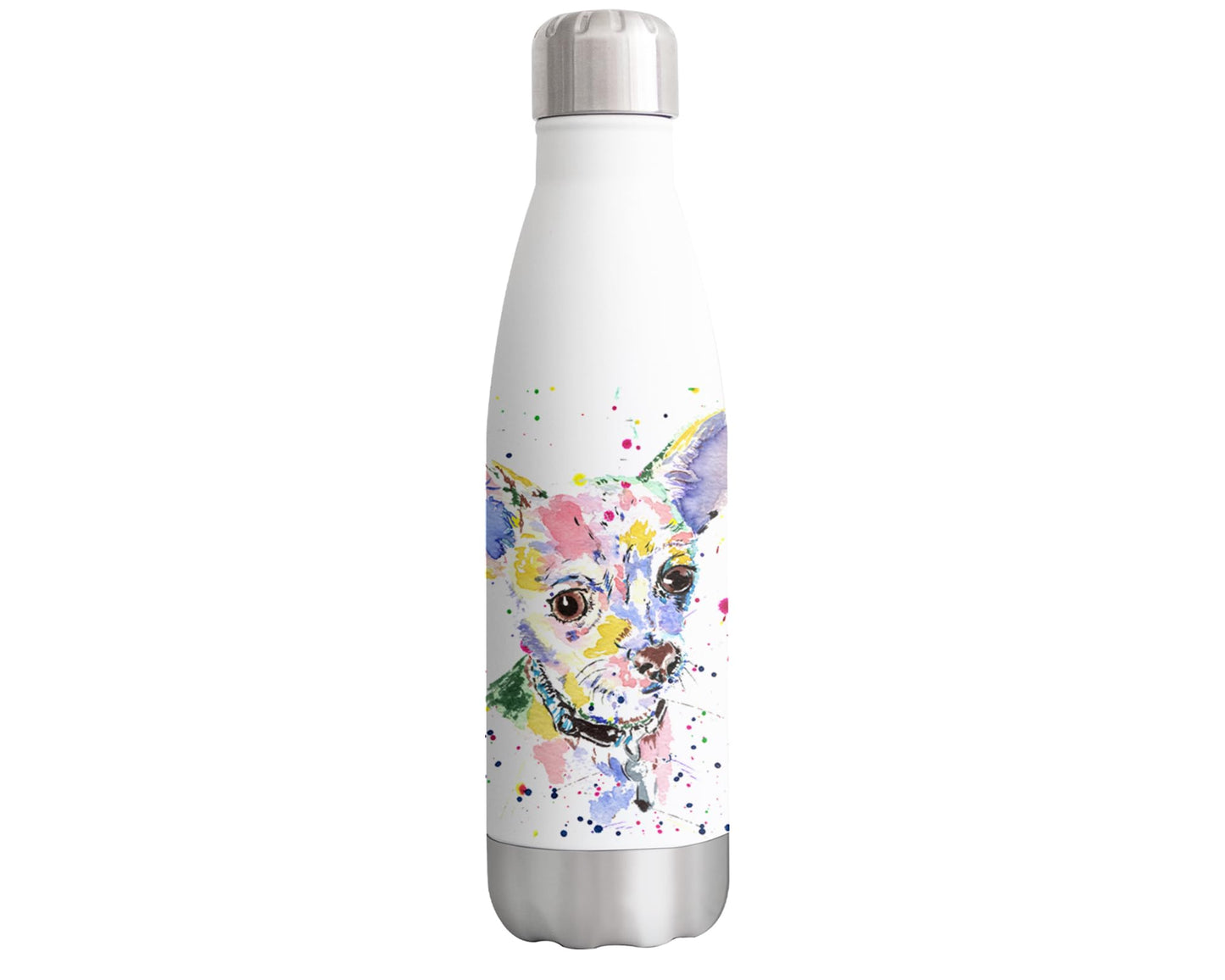 Vixar Chihuahua Short Hair dog Pet Animals Watercolour Bottle double Wall insulated Stainless steel sport Drinks 500ml