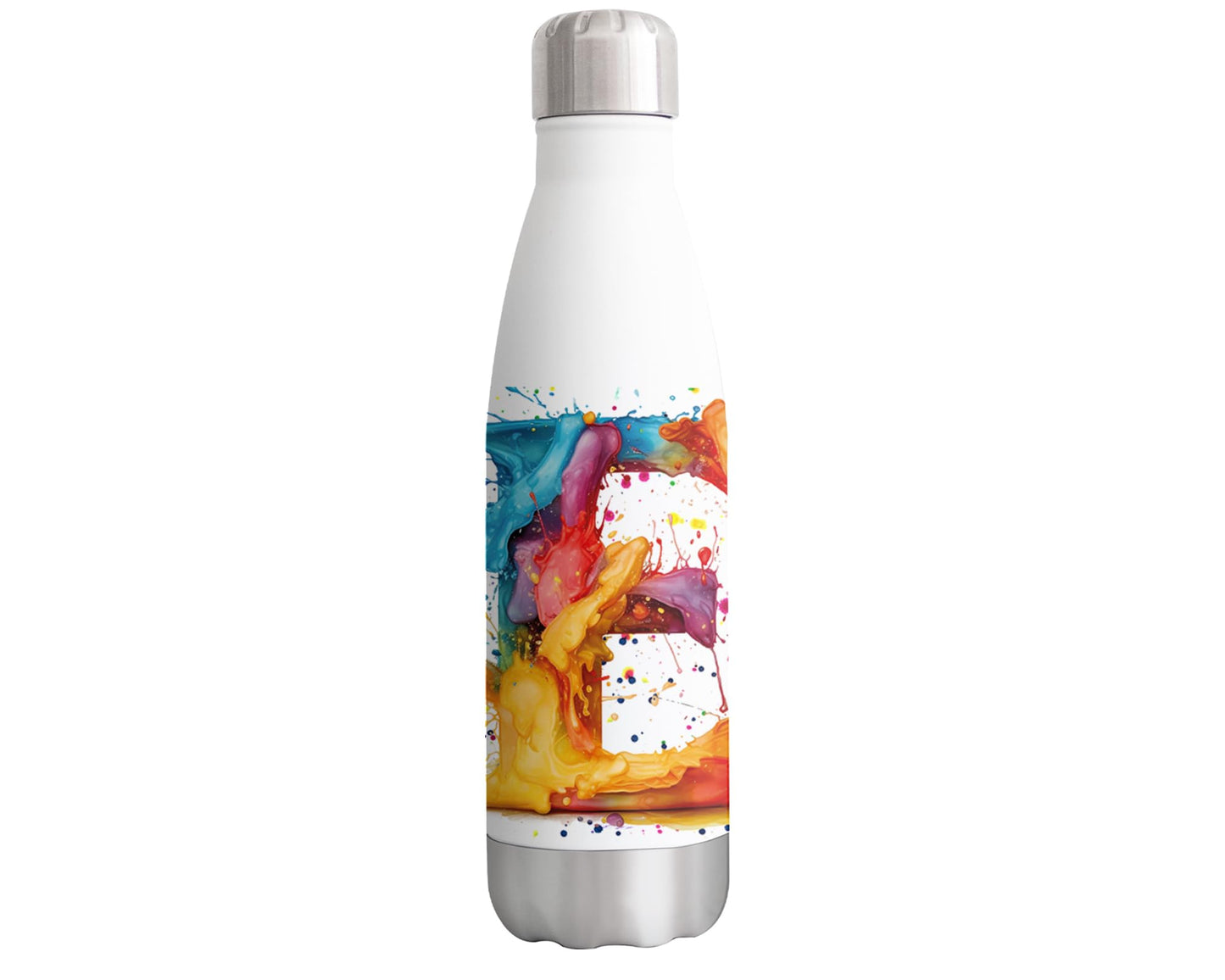 Letters Alphabet A-Z Monogram Watercolour Bottle double Wall insulated Stainless steel sport Drinks 500ml