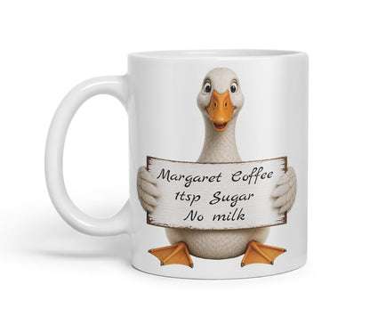 Vixar Personalised Goose Mug with Name or Custom Message – Cute Animal Coloured Ceramic Mug Cup Gift, 11oz (Black)