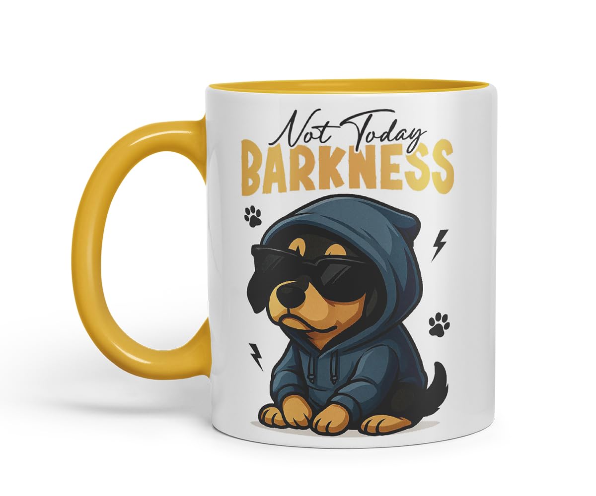 Vixar Not Today, Barkness Dachshund Dog Mug – Coloured Ceramic Mug Cup Gift, 11oz (Black)