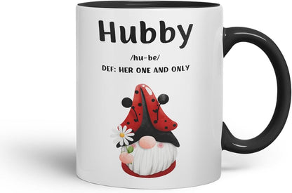 Vixar Hubby and Wifey Definition Gnome Couple Mugs – Coloured Ceramic Mugs Cups Gift, 11oz, Set of 2
