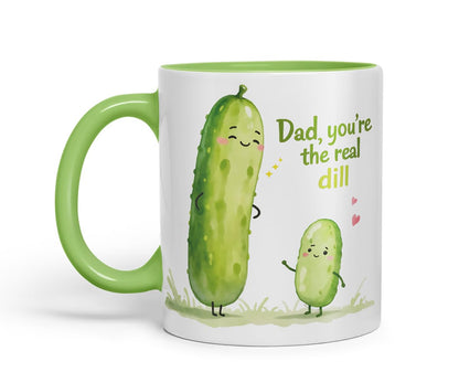 Vixar Dad You're The Real Dill Funny Pickle Pun Father's Day Mug – Coloured Mug Cup Gift, 11oz (Black)